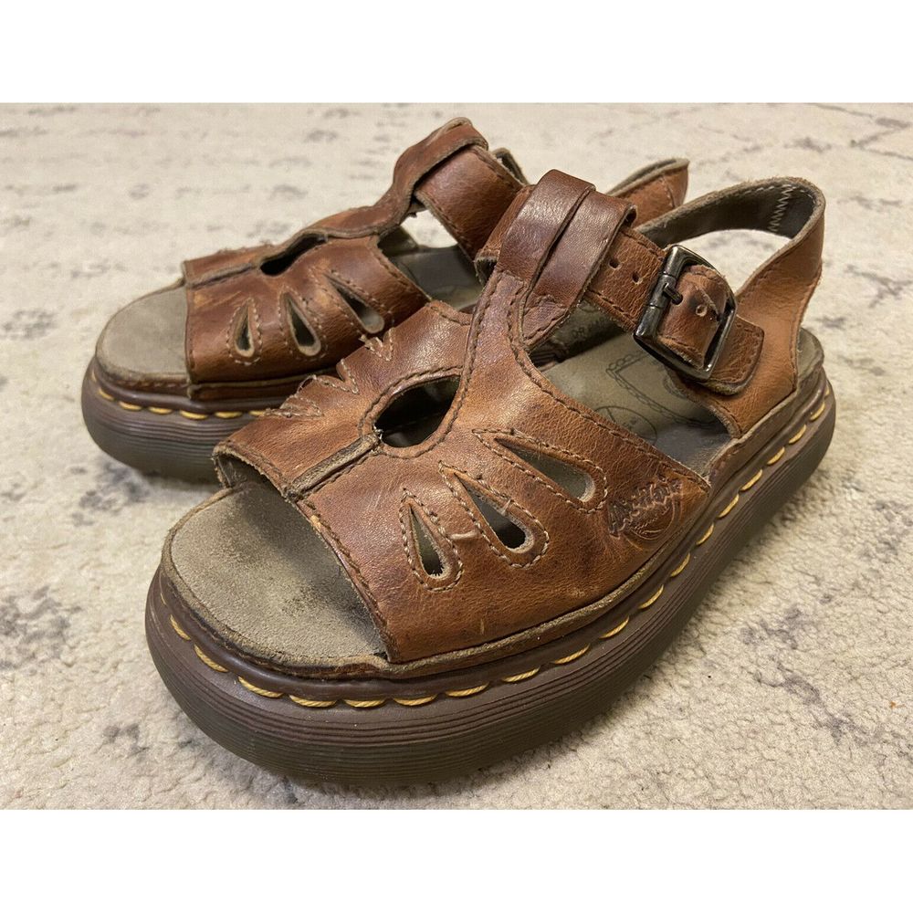Vintage Dr. Martens Leather Chunky Floral Sandals